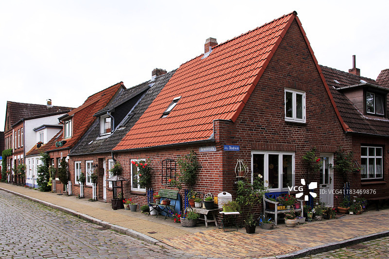 德国北弗里西亚腓特烈斯塔特的房屋图片素材