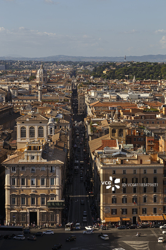 罗马市中心和科尔索大街的鸟瞰图图片素材