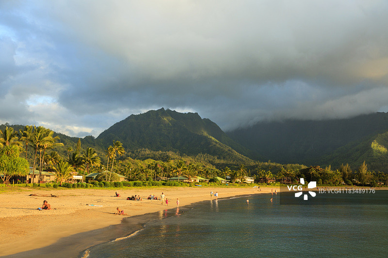 美国夏威夷考艾岛哈纳雷湾图片素材