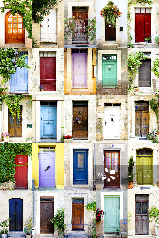 彩色门，竖版图片素材