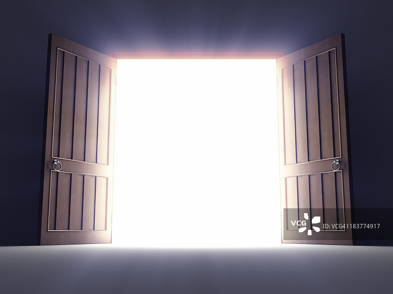 打开的旧门图片素材