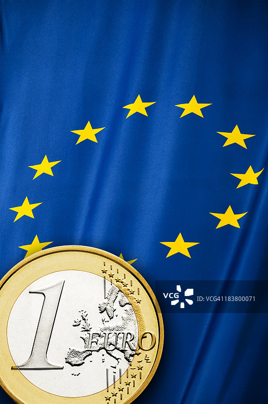 欧盟硬币和旗帜图片素材