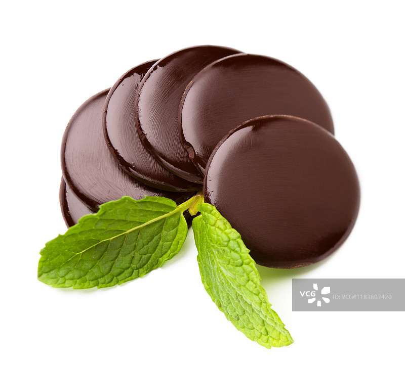 薄荷叶巧克力圆饼图片素材