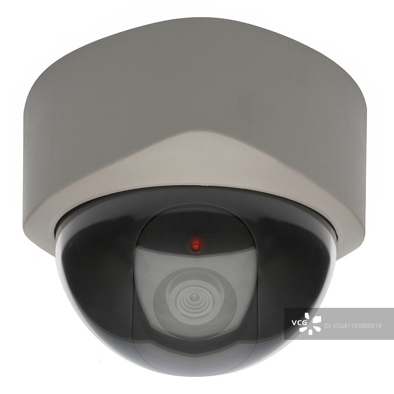 白色背景上的半球型安防摄像头图片素材