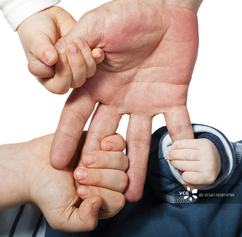 三只小手抓住一只大手图片素材