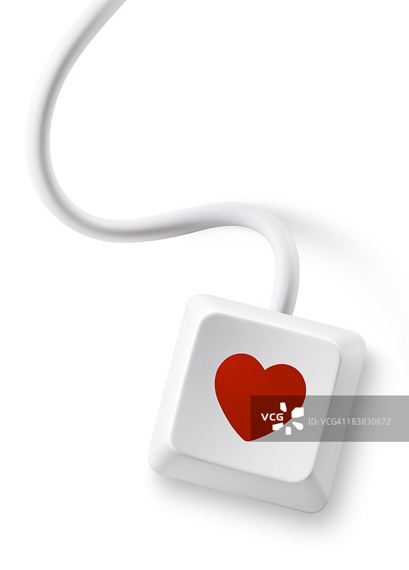 爱心留言：带心形图案的电脑按键图片素材