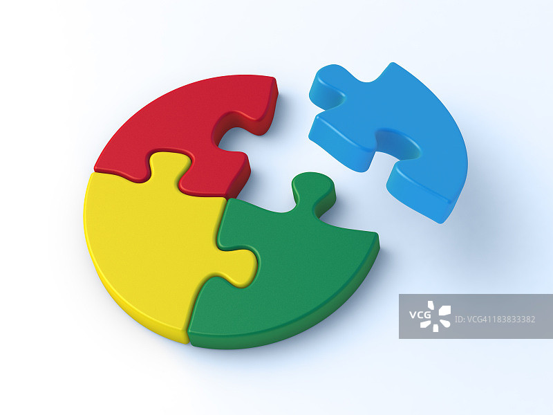 四片圆形拼图完成图片素材