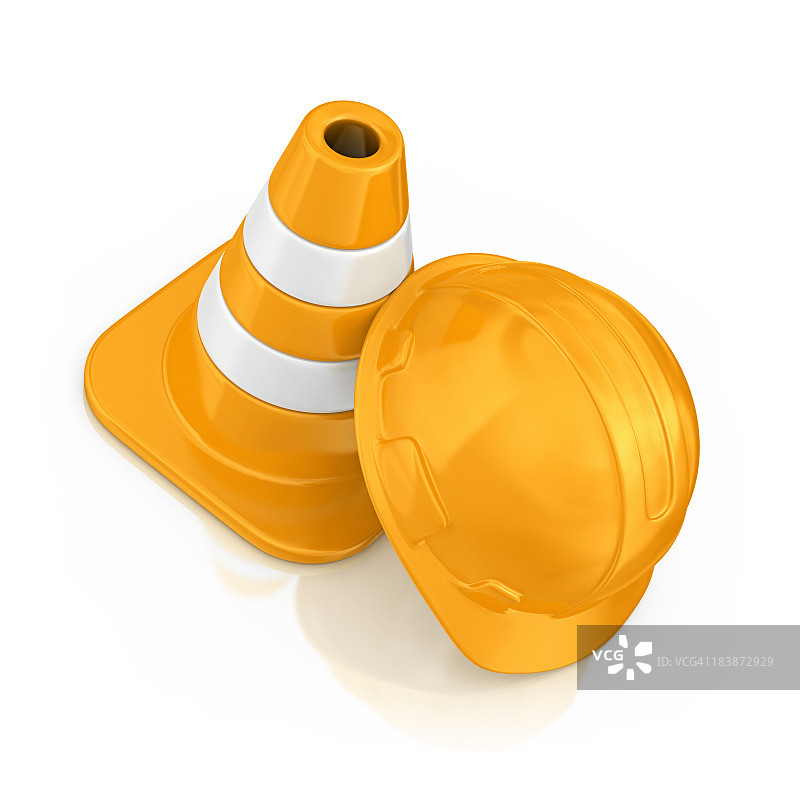 头盔和交通锥图片素材