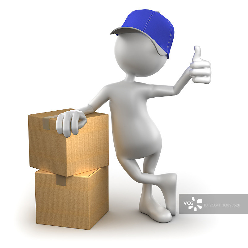 纸箱3D快递员（含裁剪路径）图片素材