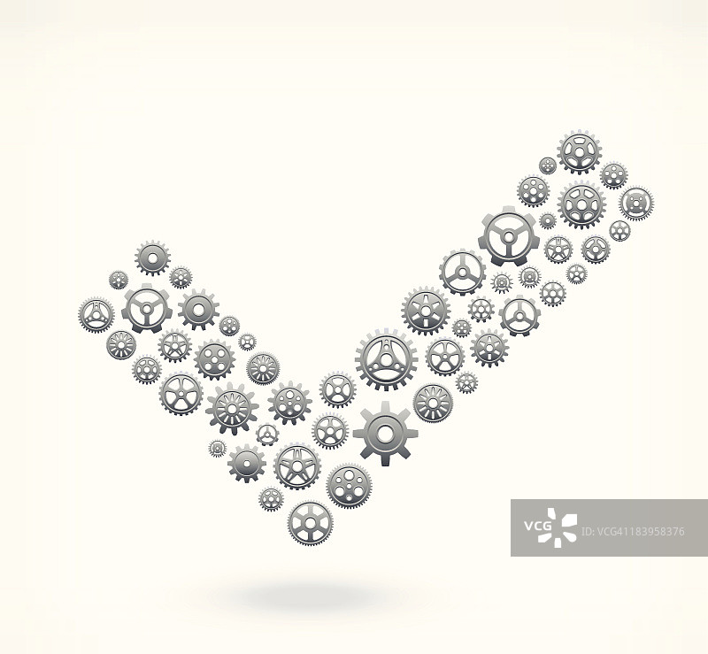 带有免版税矢量齿轮的复选符号在白色背景上图片素材