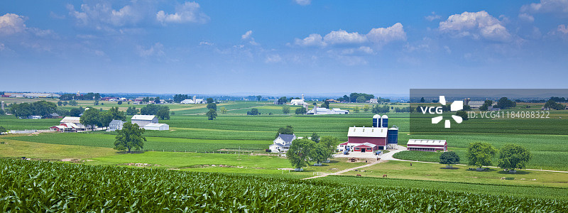 兰开斯特县的田野和农场全景图片素材