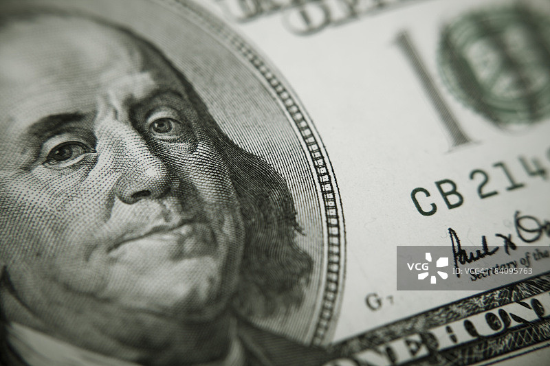 100美元上的本杰明·富兰克林总统图片素材