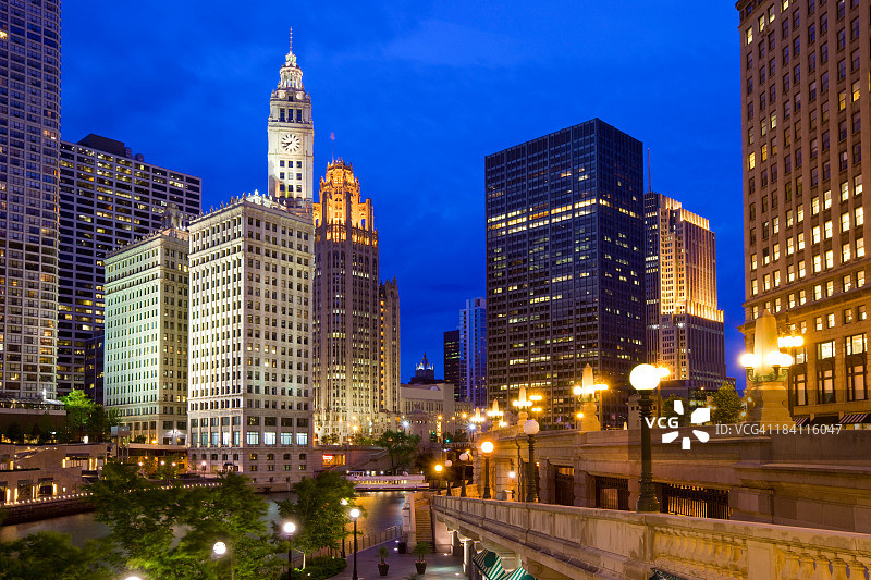 美国芝加哥河畔步道图片素材