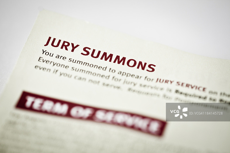 陪审义务传票图片素材