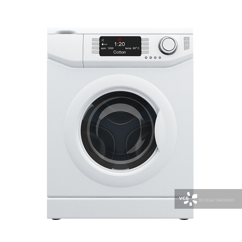 白色洗衣机正面3D渲染图片素材