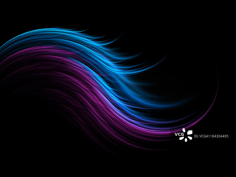 黑色背景上的抽象丝滑羽毛图片素材