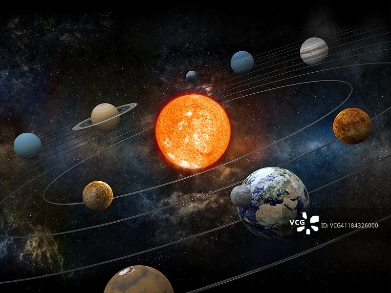 太阳和九大行星轨道图片素材