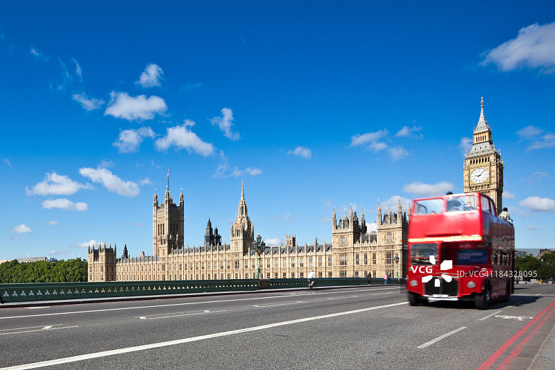 伦敦红色双层巴士与大本钟图片素材
