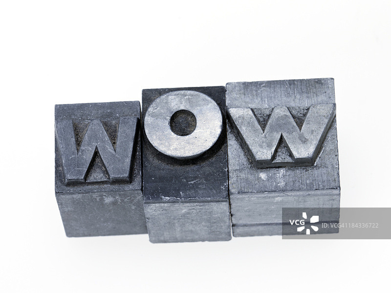 用活字印刷术制作的“WOW”字样图片素材
