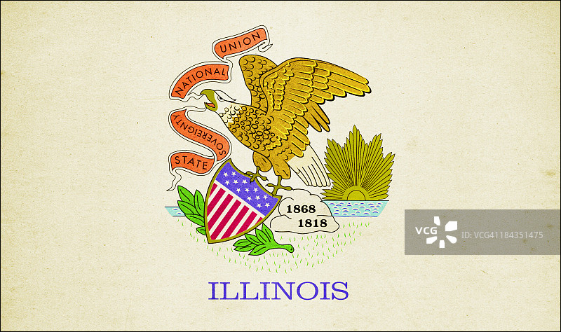 伊利诺伊州旗帜特写（高分辨率图像）图片素材