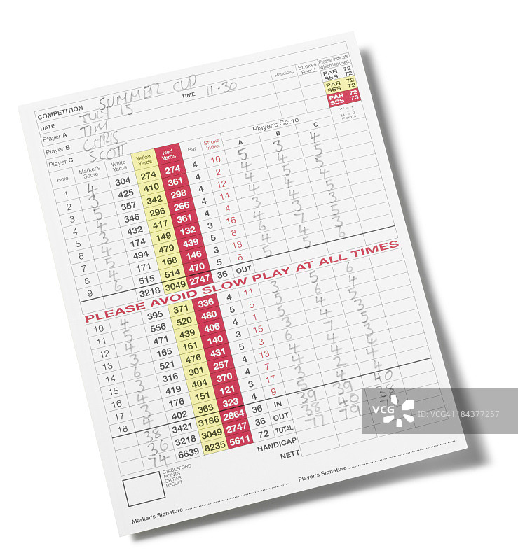 高尔夫记分卡图片素材