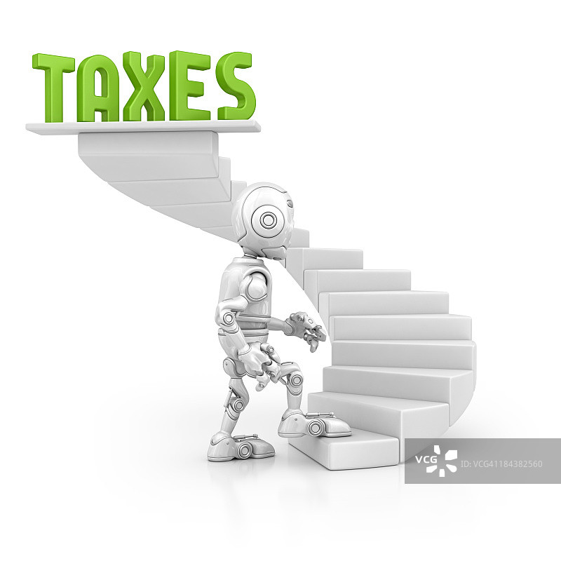 行走在税款上的机器人图片素材