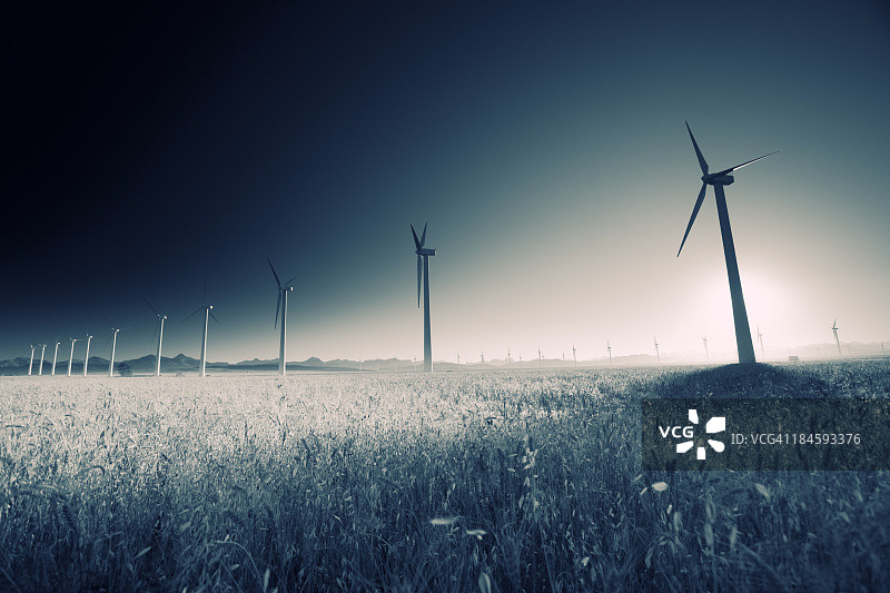 交叉处理的风力涡轮机图片素材