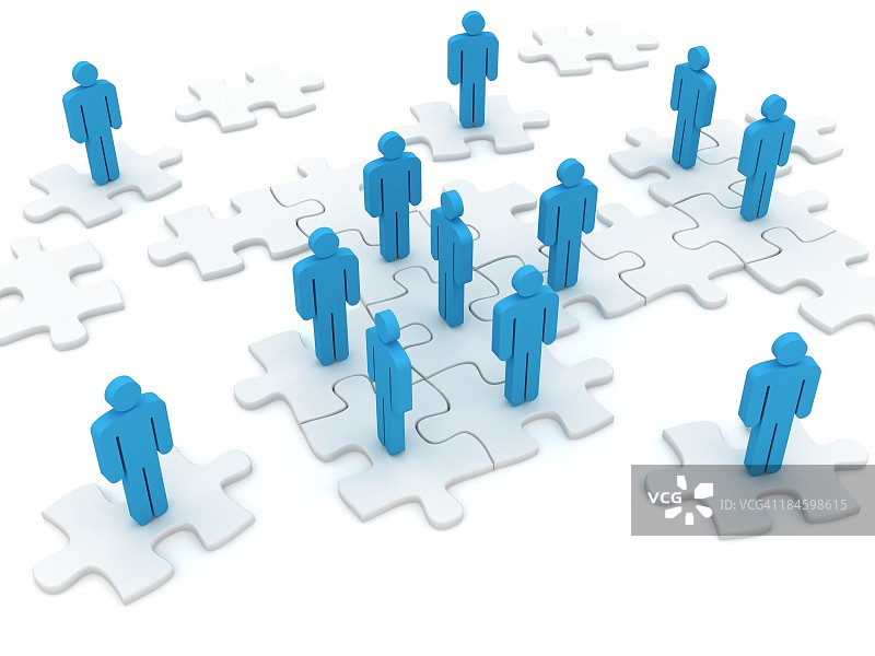 白色背景上的人形拼图图片素材