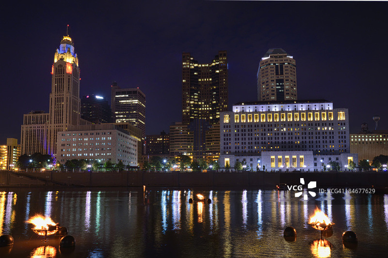 俄亥俄州哥伦布市夜景图片素材