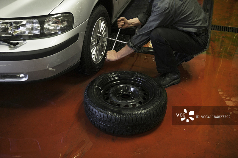 男子更换轮胎图片素材