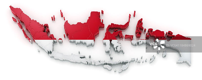 带有国旗的印度尼西亚地图图片素材