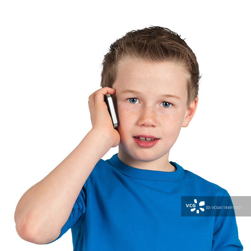 男孩打电话图片素材