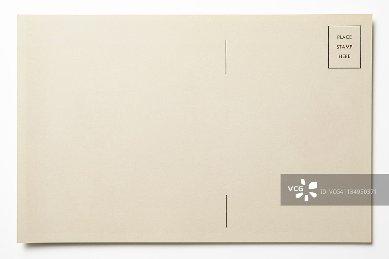 白色背景上的古董明信片特写镜头图片素材