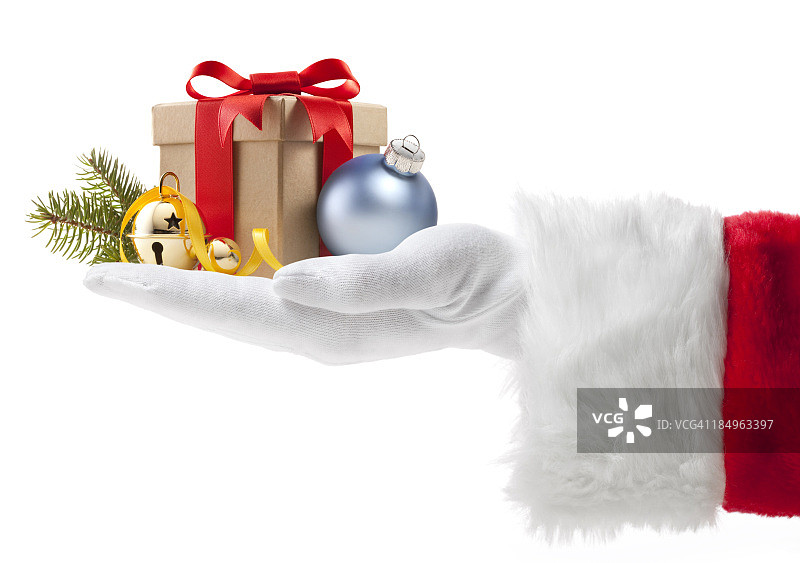 手持圣诞礼物的圣诞老人图片素材