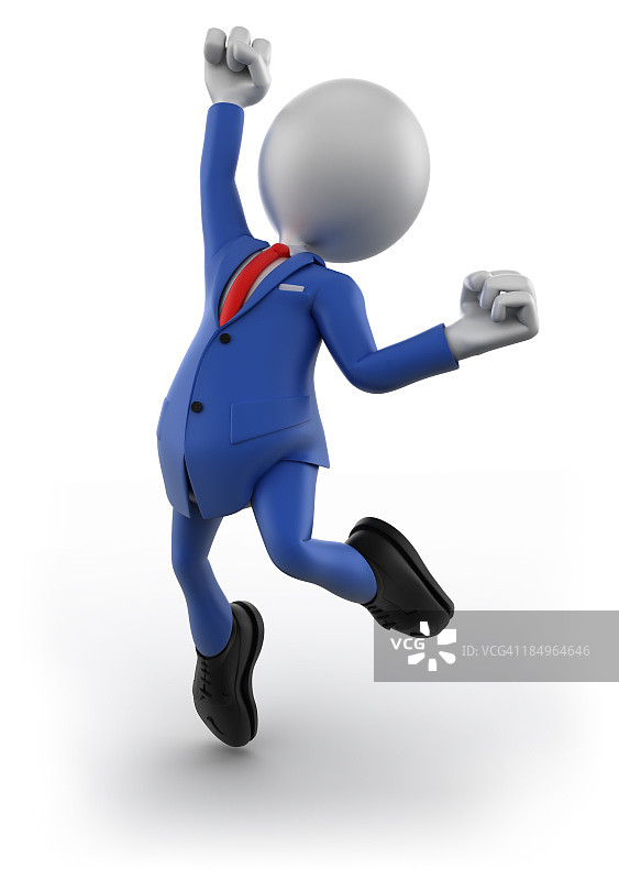 跳跃的3D商人，独立于白色背景图片素材