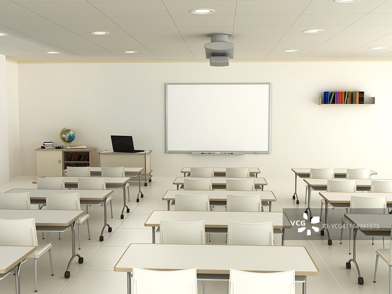 配备互动白板的教室图片素材