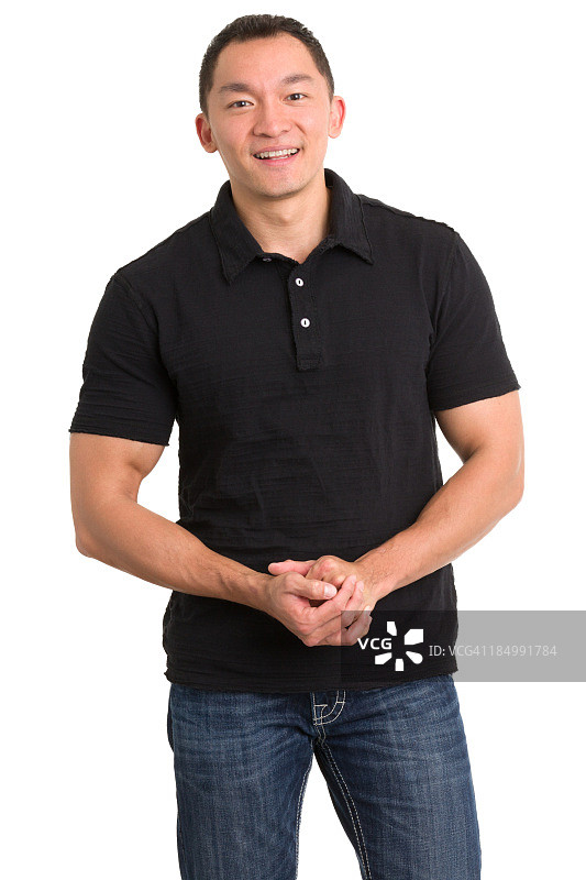 双手合十的快乐男人图片素材