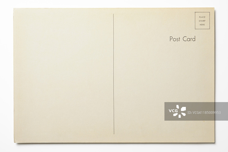 白色背景上的古董明信片特写镜头图片素材