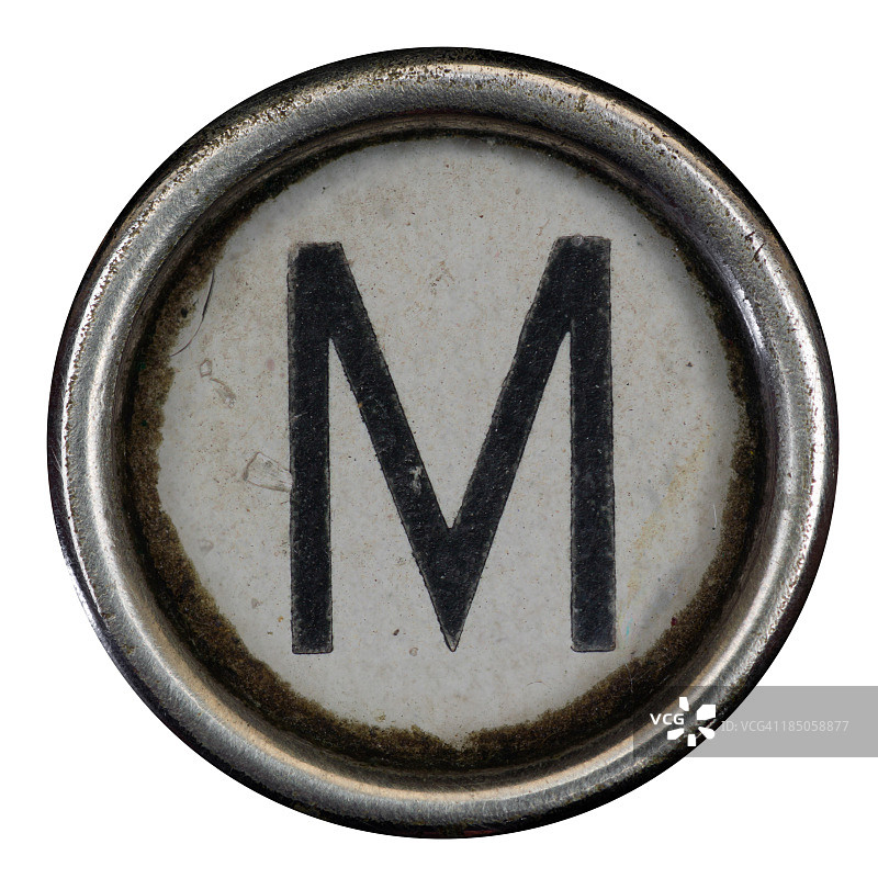 来自粗糙打字机的全套字母M键图片素材