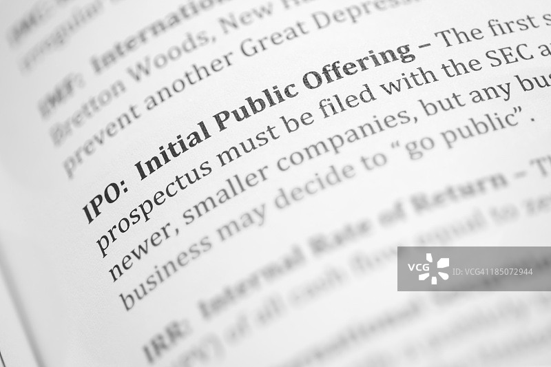 IPO，首次公开募股，定义图片素材