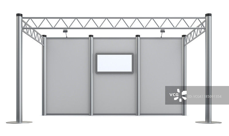 3D空白广告展览展台与视频墙图片素材