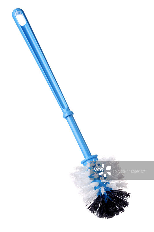 蓝色马桶刷，隔离在白色背景上图片素材
