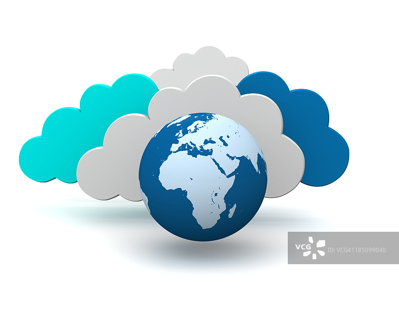 3D全球云技术符号图片素材