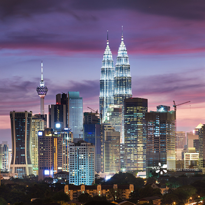 吉隆坡黄昏城市天际线图片素材