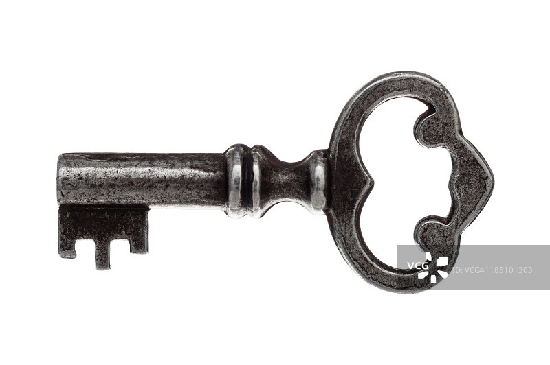 白色背景上的旧钥匙图片素材