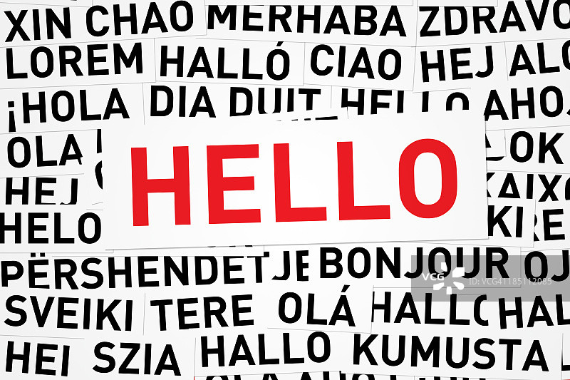 用不同的语言说“你好”图片素材