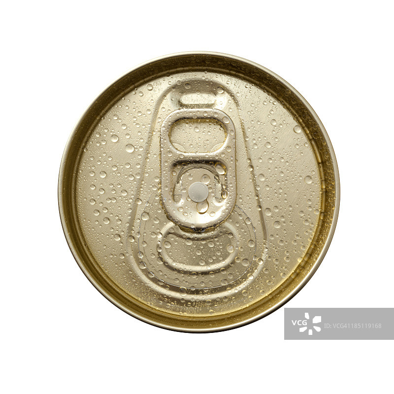 带有水滴的铝罐顶部微距图片素材