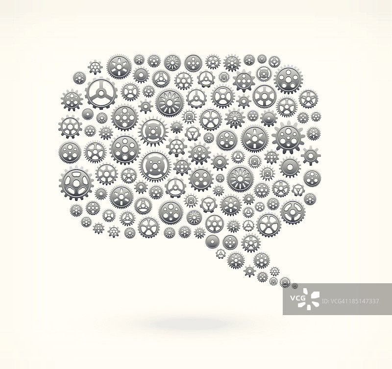 带有免版税矢量齿轮的聊天气泡在白色背景上图片素材