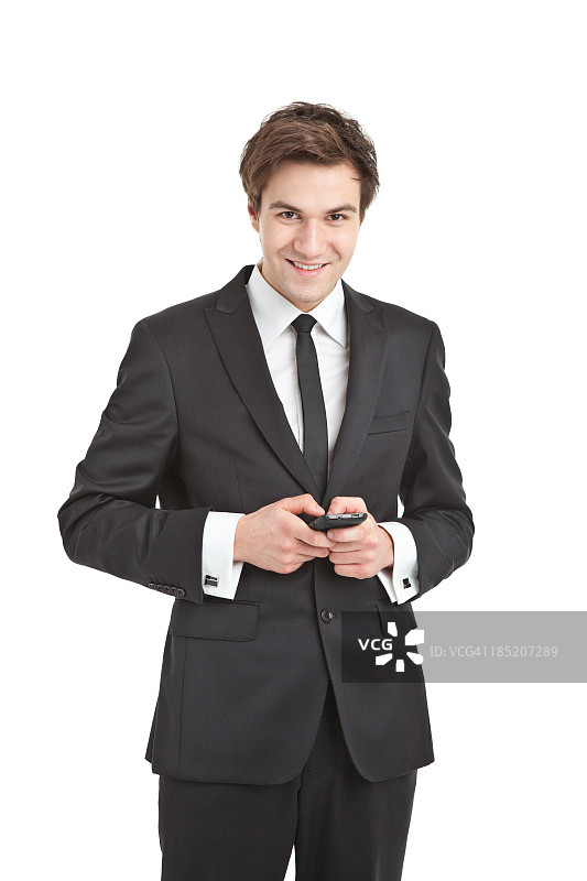 通话中的年轻英俊商人图片素材