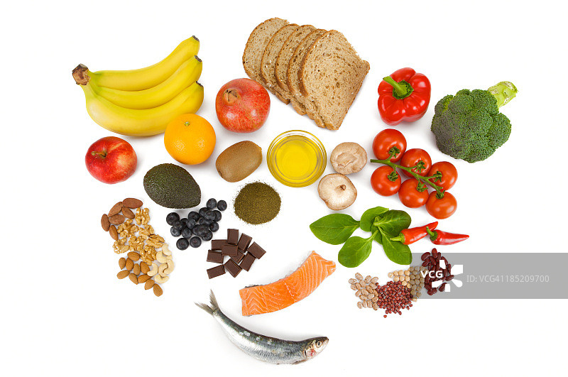 统称为超级食物的新鲜食品组的俯视照片图片素材